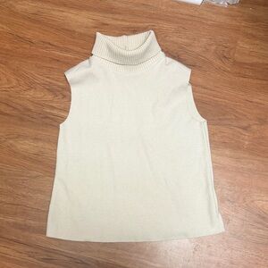 Zara Cream Sleeveless Turtleneck Top